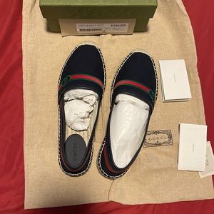 Gucci Blue Sapphire
Embroidered Espadrille Flats